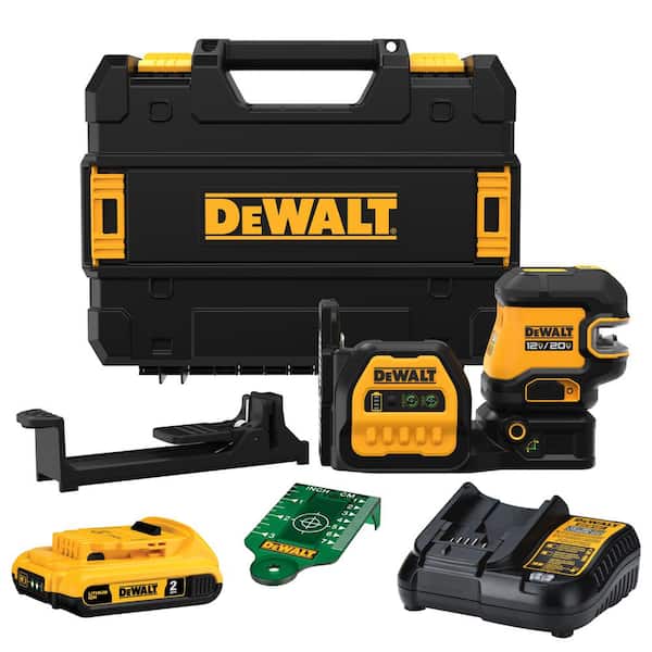 DEWALT 20V Max Cordless Lithium-Ion Green Cross-Line Laser Level Kit, (1) 2.0Ah Battery, Charger, and TSTAK DCLE34520G - The Home Depot