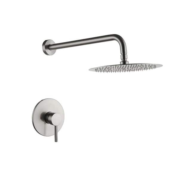 Unbranded Single Handle 1-Spray 10 in. Shower Faucet 1.8 GPM with High Pressure in. Brushed Nickel (Valve Included)
