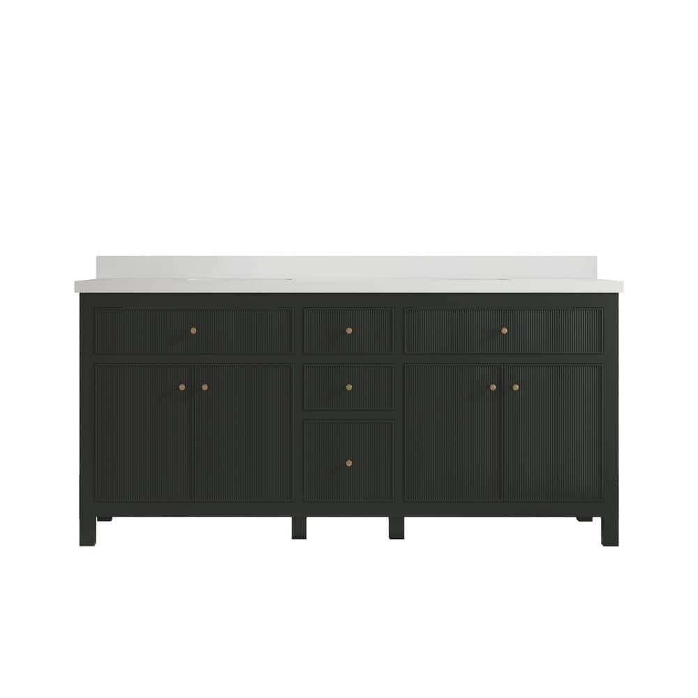 Sonoma 72 in. W x 22 in. D x 36 in. H Double Sink Bath Vanity in Black Top with 2 in. White Qt. Top price history on PriceWatchPro
