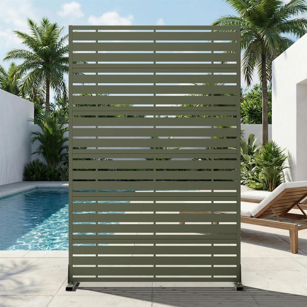 47 in. W x 72 in. H Black Galvanized Metal Louvered Outdoor Patio Divider Screen (1-Pack) price history on PriceWatchPro