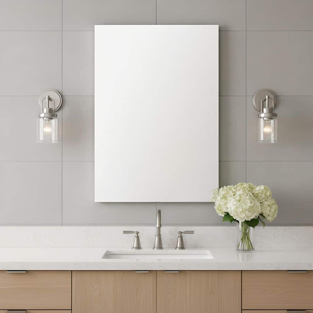 Anders Small 4.75 in. 1-Light Brushed Nickel Bathroom Bedroom Wall Vanity Light with Clear Glass Shade price history on PriceWatchPro