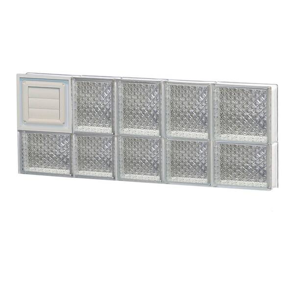 Clearly Secure 32.75 in. x 13.5 in. x 3.125 in. Frameless Diamond Pattern Glass Block Window with Dryer Vent