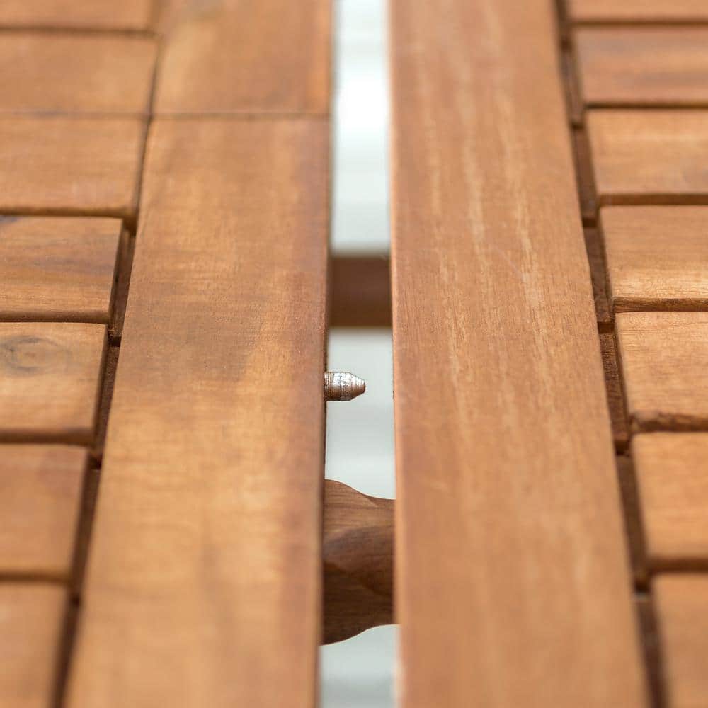 Brown Curved Acacia Wood Patio Dining Set for 4