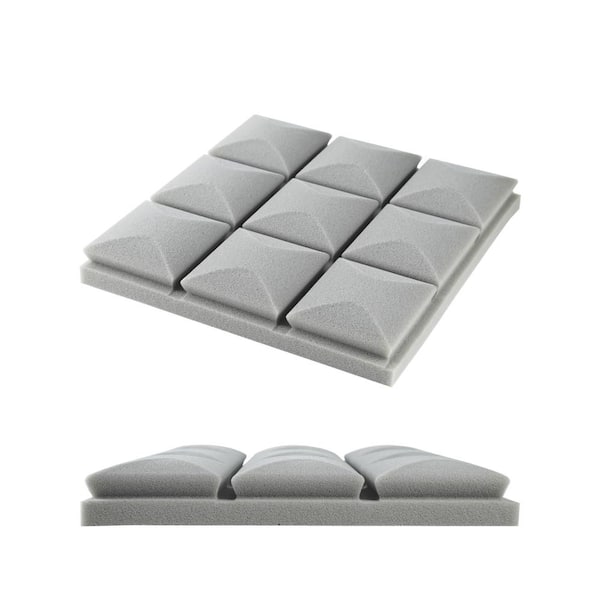 2 in. x 12 in. x 12 in. Grey Self-adhesive Acoustic Foam Panel Sound Panel Sound Proof Foam Panel Sound Proofing Padding