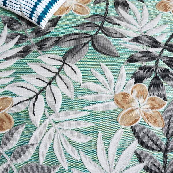 SAFAVIEH Cabana Blue Green/Gray 6 ft. x 10 ft. Botanical Floral