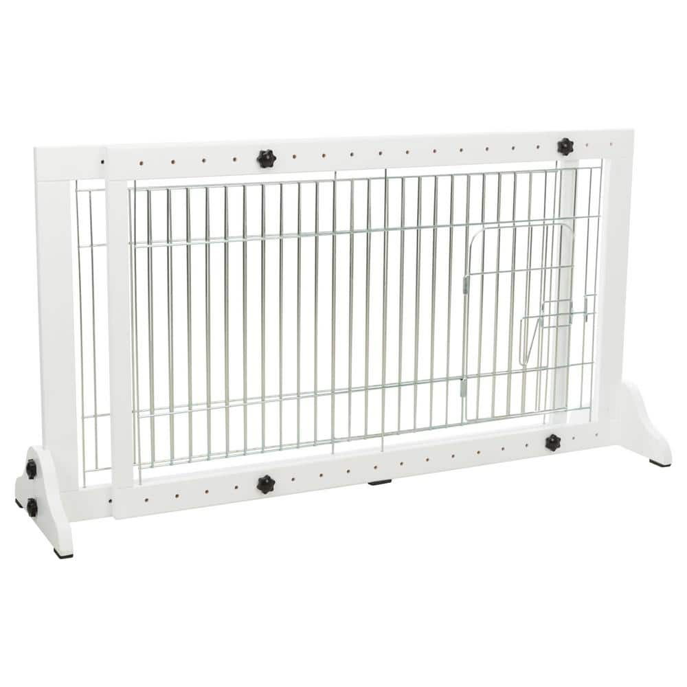 TRIXIE Adjustable Freestanding Pet Gate Width Expands 40 in. to 71 in. Lightweight White 39369 The Home Depot