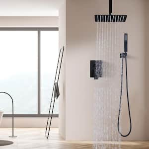 8-Spray 10 in. Dual Shower Head and Handheld Shower Head Wall Mounted Rain Shower with 1.8-GPM in Matte Black