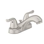 Constructor 4 in. Centerset Double Handle Low-Arc Bathroom Faucet in Brushed Nickel