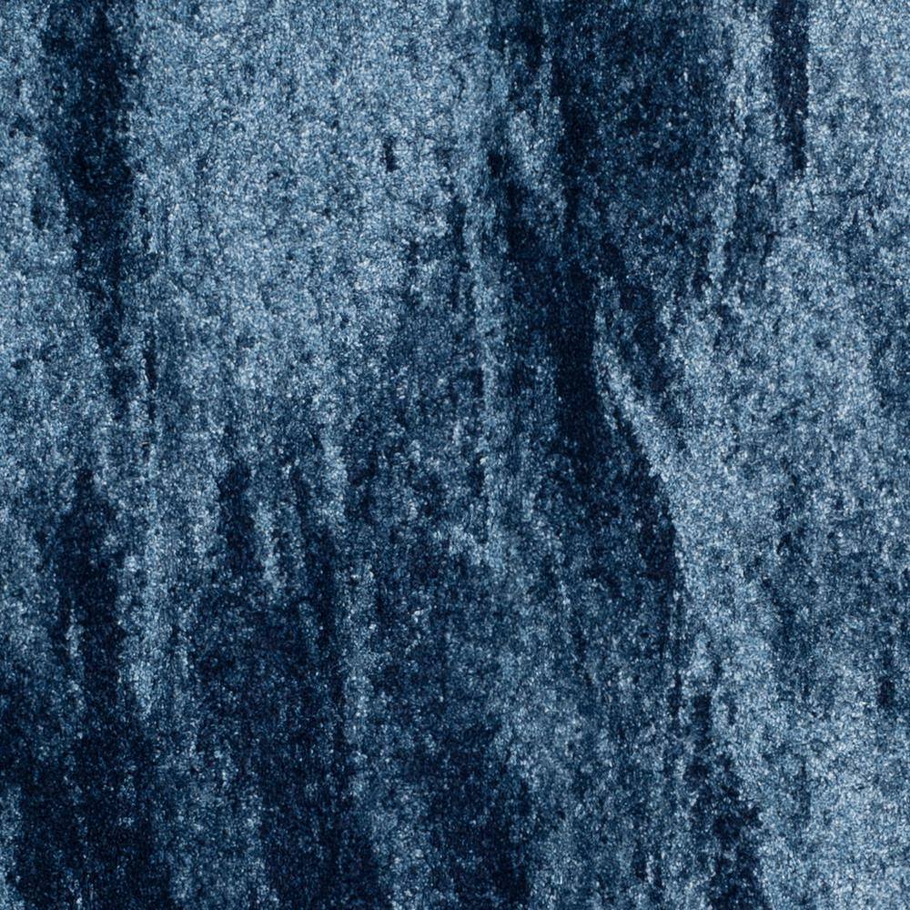Light Blue and Navy Abstract Square Shag Rug