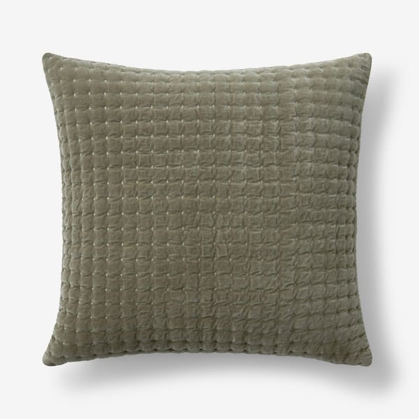 Legends Luxury Tufted Stitch Velvet Decorative Olive Green 20 in. L x 20 in. W Throw Pillow Cover