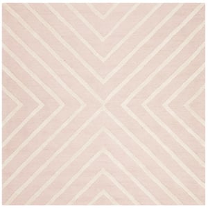 Kids Pink/Ivory 5 ft. x 5 ft. Square Geometric Area Rug