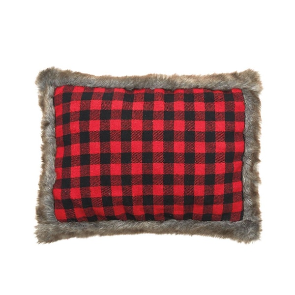 C&F Home Red Buffalo Check Faux Fur Winter Christmas Throw Pillow