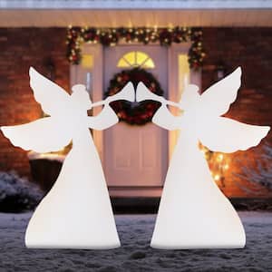 3 ft. White PVC Christmas Angel Holiday Yard Decor (Set of 2)