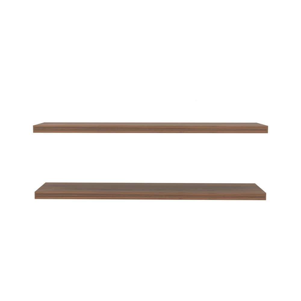 47 in. W x 10 in. D Mahogany Decorative Wall Shelf Set of 2, Wall Decor for