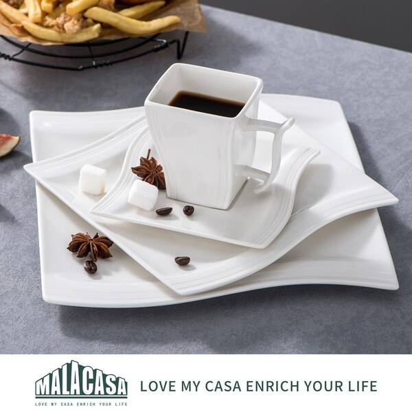 MALACASA Flora 30-Piece Casual Ivory White Porcelain Dinnerware