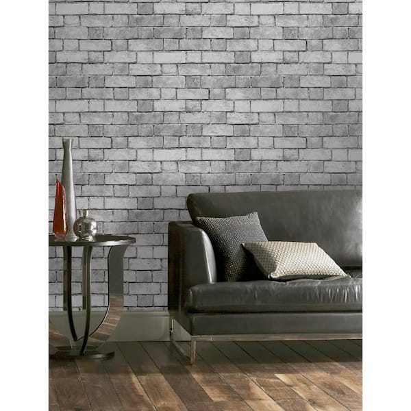 Arthouse Brickwork Grey Textured Vinyl Wallpaper 886500 - The Home Depot