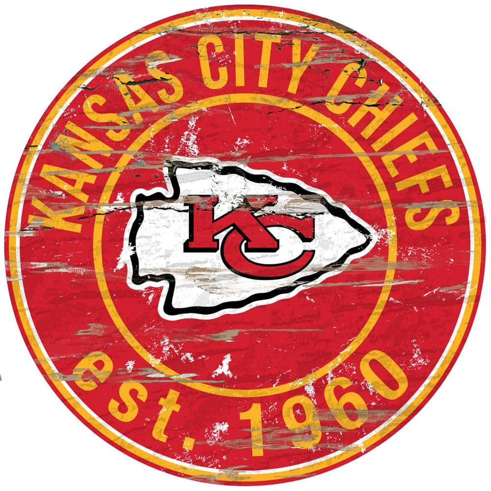 Adventure Furniture 24 NFL Kansas City Chiefs Round Distressed Sign  N0659-KCC - The Home Depot