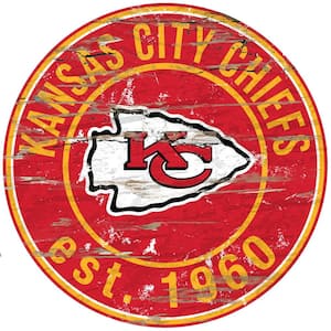 24" NFL Kansas City Chiefs Round Distressed Sign