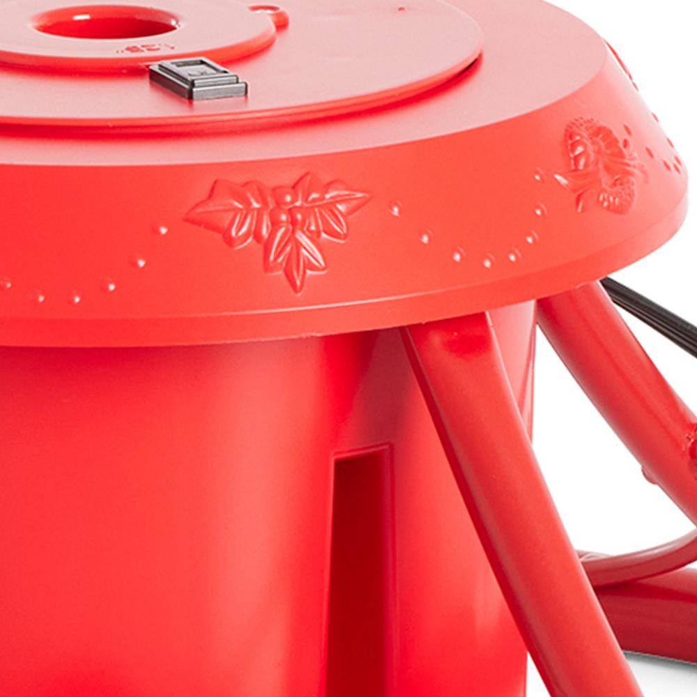 Red Metal Rotating Stand for Artificial Christmas Trees up to 9 Feet