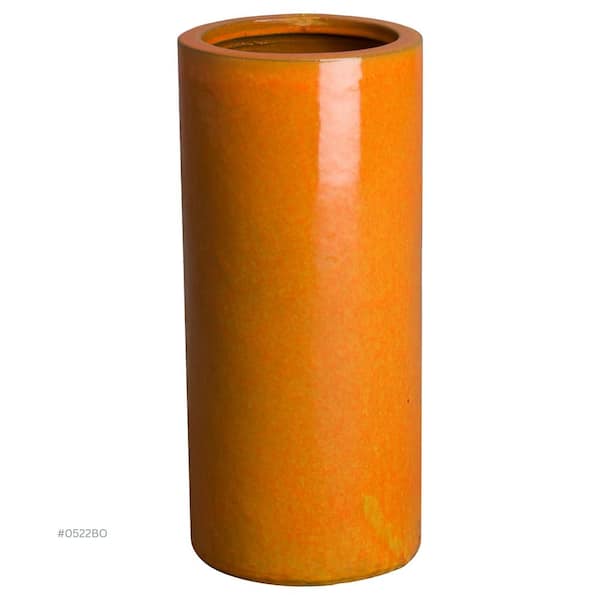 Emissary 20 in. H Round Ceramic Umbrella Stand in Bright Orange