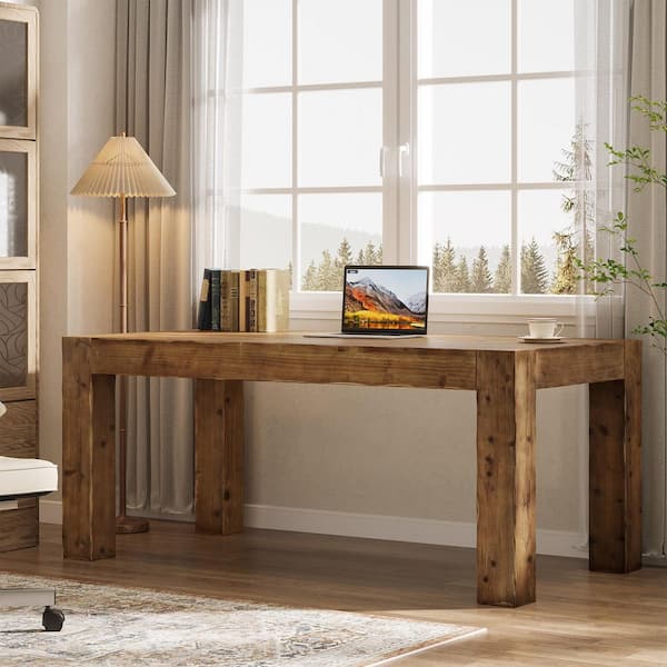Capen 63 in. Rectangle Brown Computer Desk Industrial Farmhouse Home Office Study Writing Workstation Simple Modern