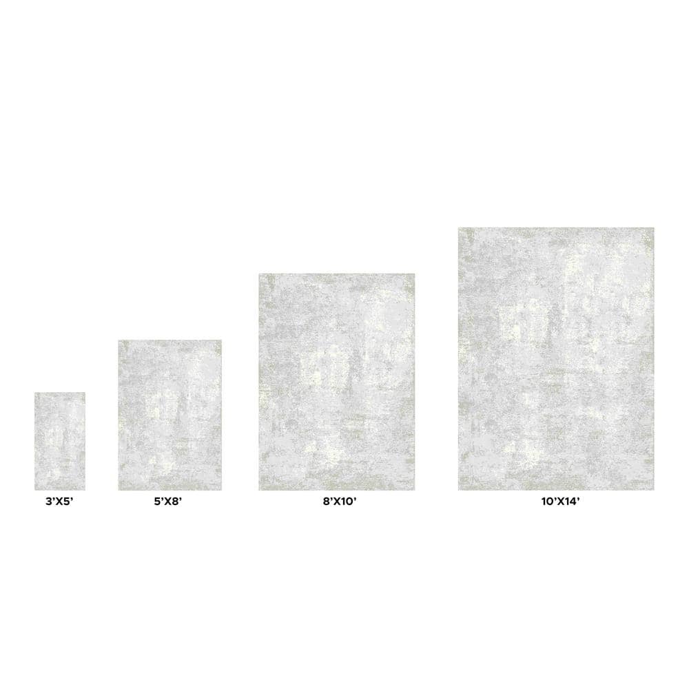 Stella Light Gray Abstract Rectangular 8' x 10' Viscose Area Rug