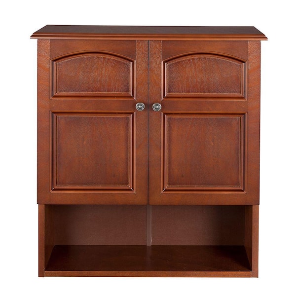 Teamson Home Martha 8 in. D x 22-3/10 in. W x 25 in. H Bathroom Wall Cabinet in Mahogany Color