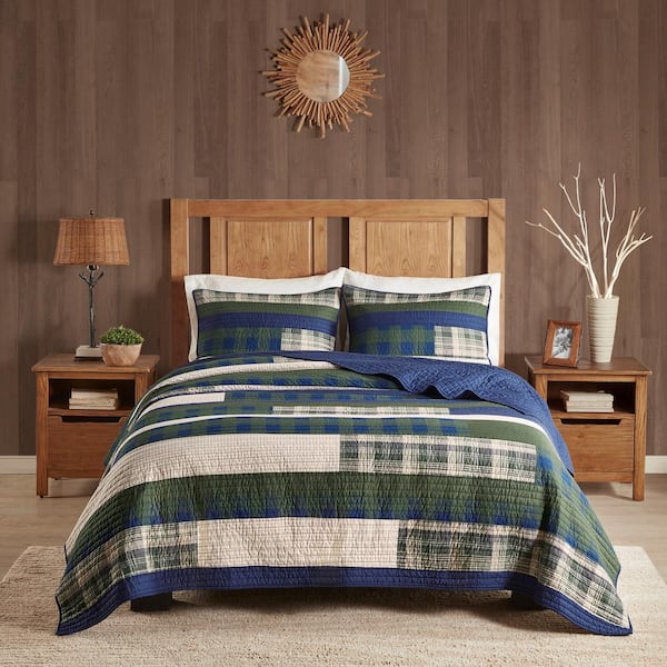 Spruce Hill 3-Piece Green Cotton Full/Queen Oversized Mini Quilt Set