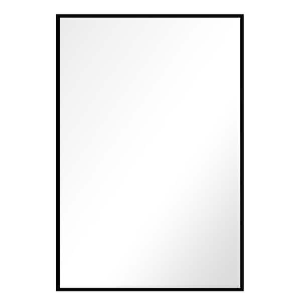 Home Decorators Collection 26 in. W x 38 in. H Rectangular Studio Float Mount Framed Wall Bathroom Vanity Mirror in Black