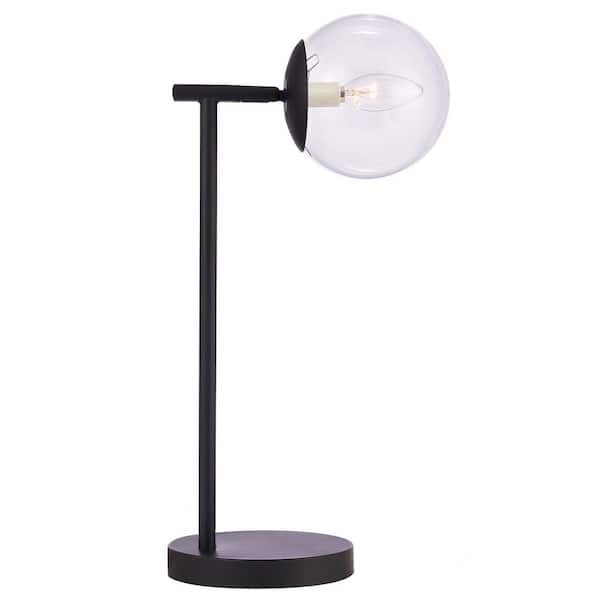 Merra 20 in. Black Table Lamp with Adjustable Glass Globe Shade