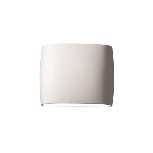 Justice Design Ambiance 2-Light Wide ADA Oval Bisque Ceramic Wall Sconce