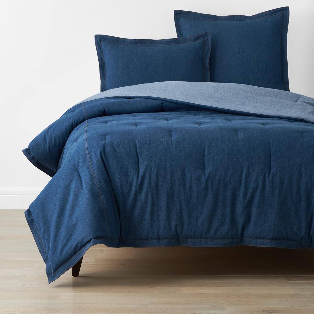 The Company Store Washed Denim Tob Denim Indigo Queen Cotton Comforter