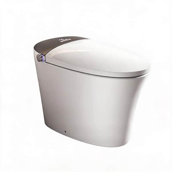 Elongated Bidet Toilet 1.28 GPF in White with Heated Seat, Foam Shield, Foot Sensor, Auto Flush, Night Light, Remote