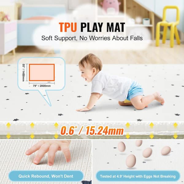 SKYSHALO Baby Play Mat White 5 x 7 ft. Baby Crawling Mat Non