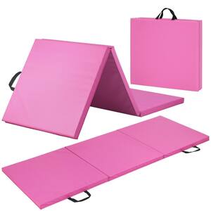 PROSOURCEFIT Tri-Fold Folding Thick Exercise Mat Pink 6 ft. x 2 ft