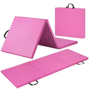 Tri-Fold Folding Thick Exercise Mat Pink 6 ft. x 2 ft. x 1.5 in. Vinyl and Foam Gymnastics Mat ( Covers 12 sq. ft. )