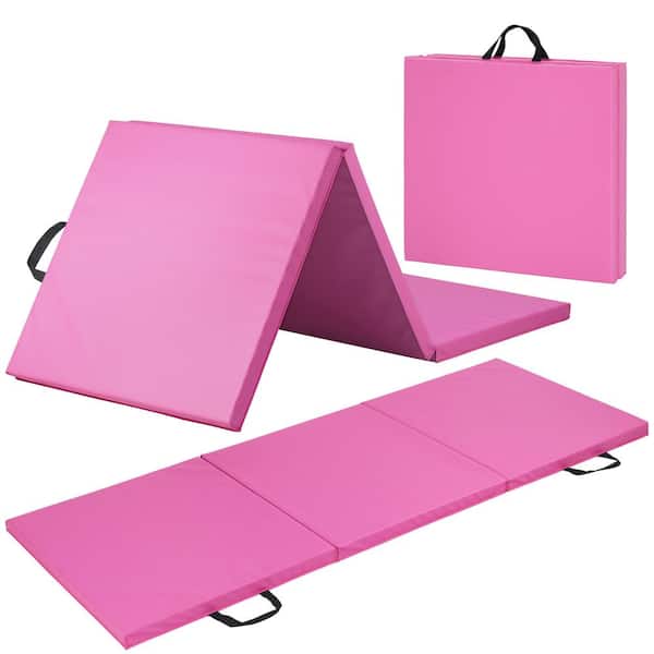 CAP Tri-Fold Folding Thick Exercise Mat Pink 6 ft. x 2 ft. x 1.5 in. Vinyl and Foam Gymnastics Mat ( Covers 12 sq. ft. )