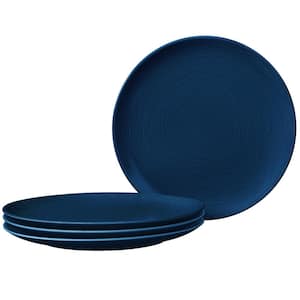 Colorscapes Navy-on-Navy Swirl 11 in. (Blue) Porcelain Coupe Dinner Plates, (Set of 4)