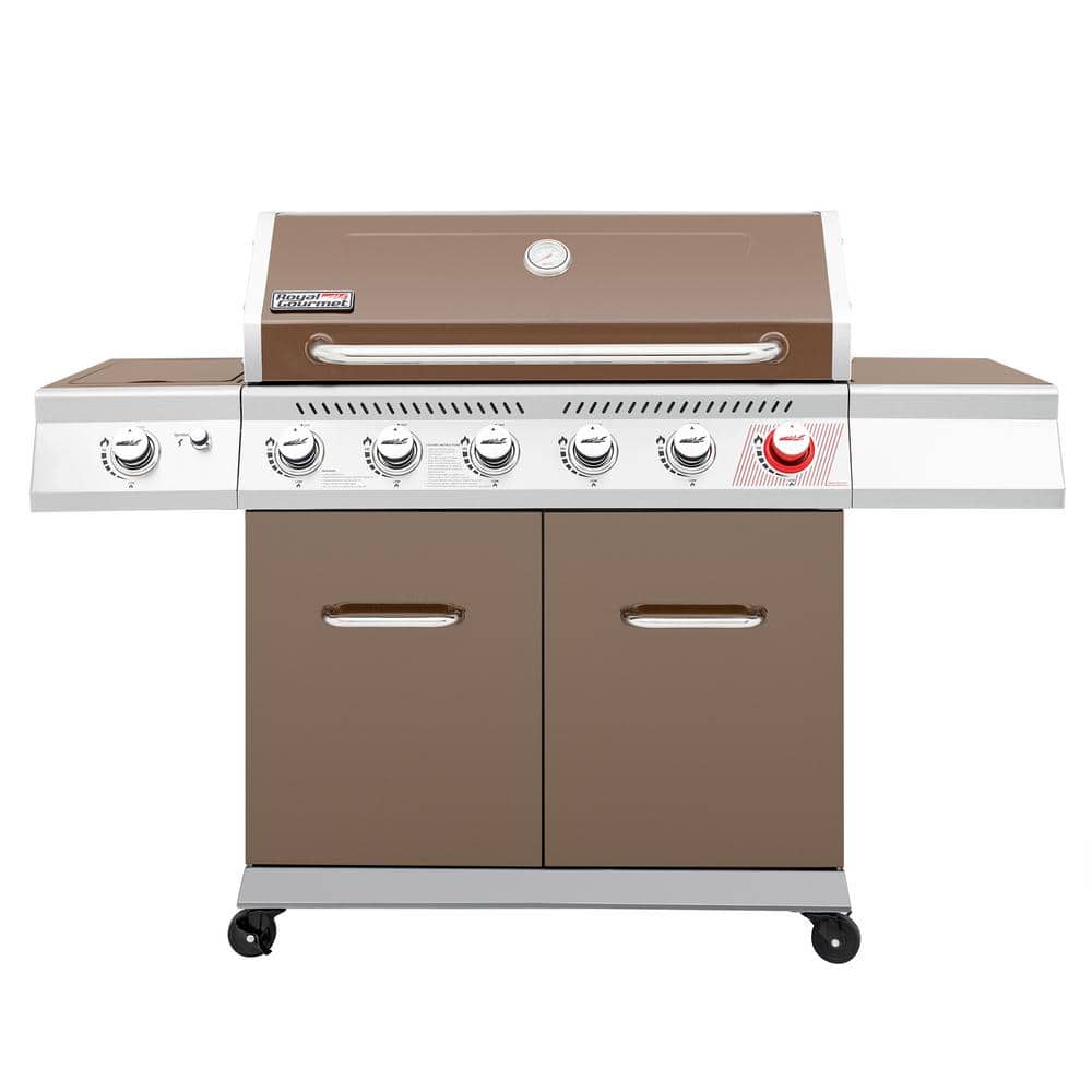 Royal Gourmet 6-Burner Coffee Stainless Steel Propane Gas Grill with Side Burner
