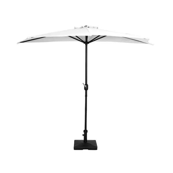 WESTIN OUTDOOR FIJI 9 ft. Market Patio Half Umbrella with 50 lbs. Concrete Base in White