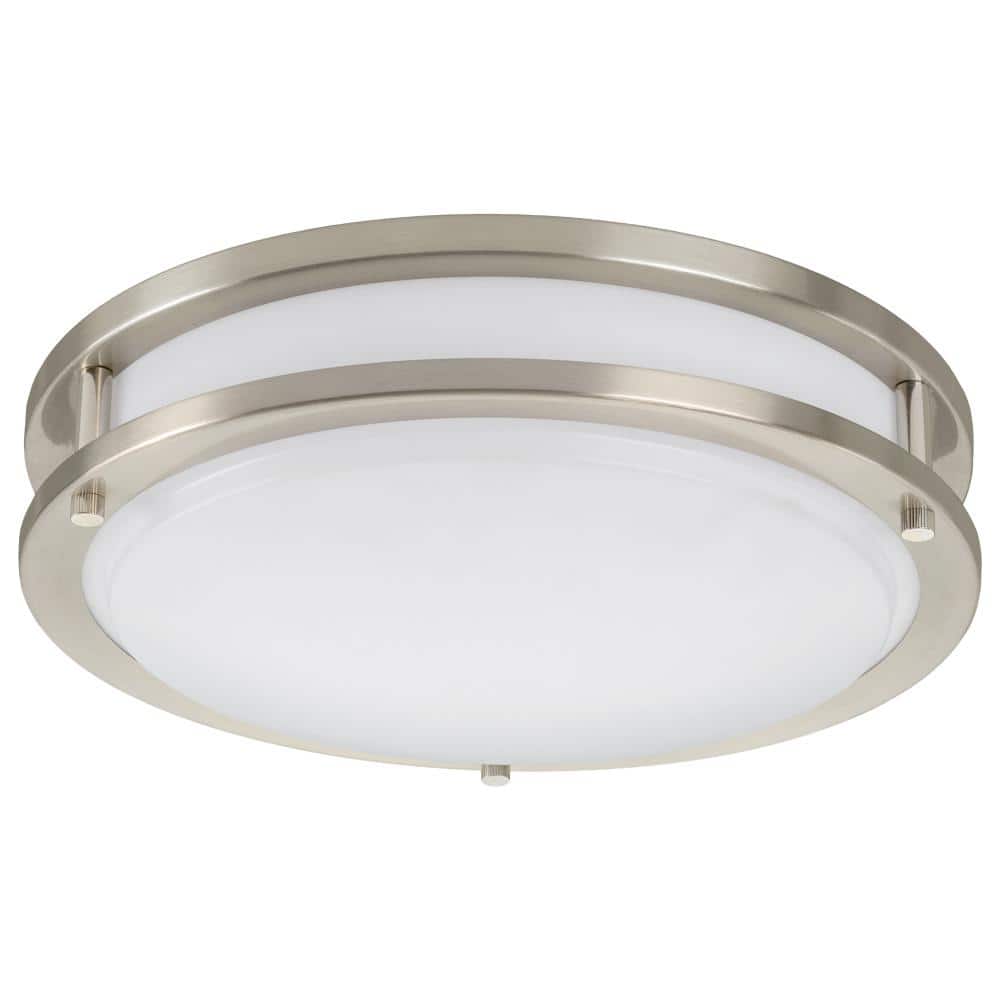 11 in. Orbit Round Brushed Nickel Color Selectable LED Flush Mount Ceiling 