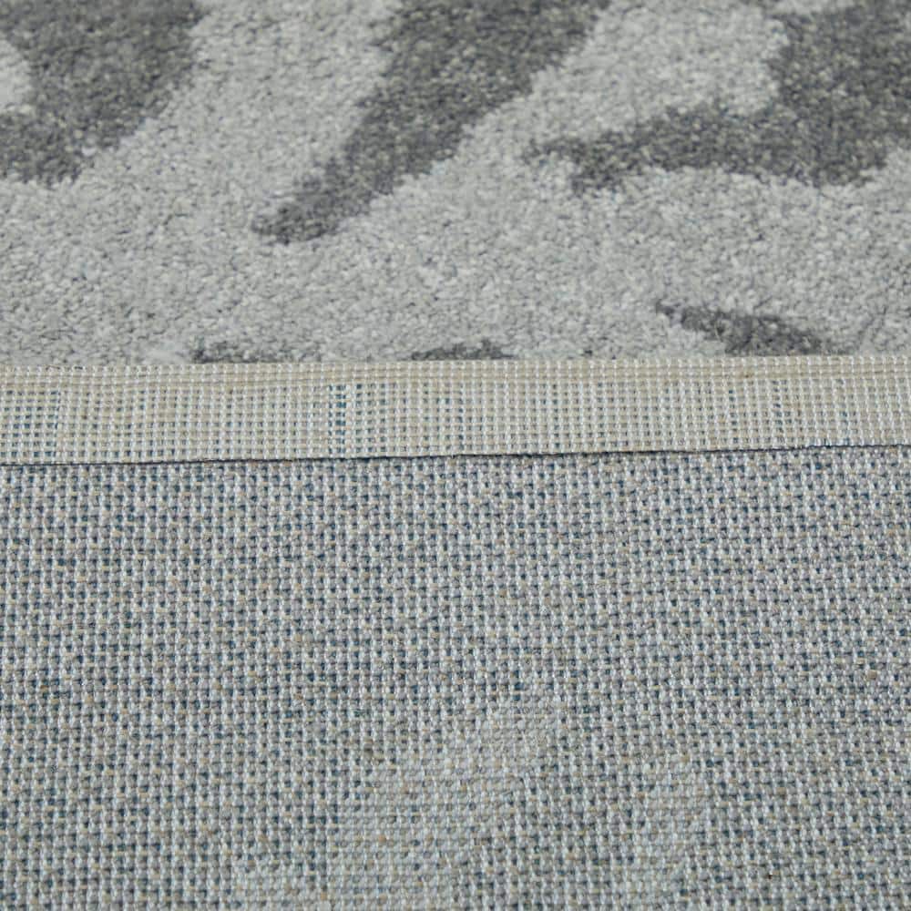Medium Grey Synthetic 5' x 7' Reversible Nautical Area Rug