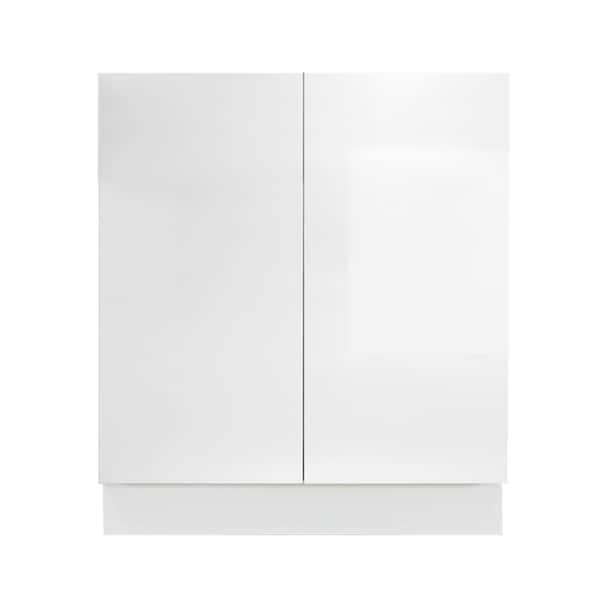 LIFEART CABINETRY Valencia Assembled 30 in. W x 24 in. D x 34.5 in. H in Gloss White Plywood Assembled Full-Height Base Kitchen Cabinet