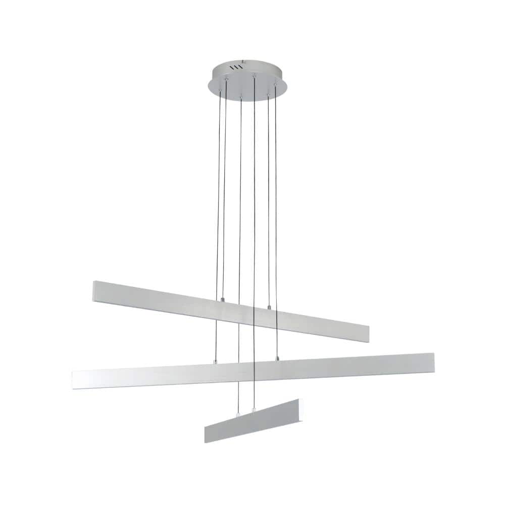 "3 Lights 47.3"" Sputnik Linear Silver LED Chandelier for Dining Room Living Room Office" price history on PriceWatchPro