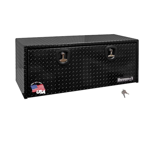 24 in. x 24 in. x 60 in. Gloss Black Diamond Tread Aluminum Underbody Truck Tool Box