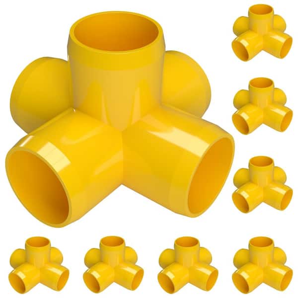 Formufit 3/4 in. Furniture Grade PVC 5-Way Cross in Yellow (8-Pack)