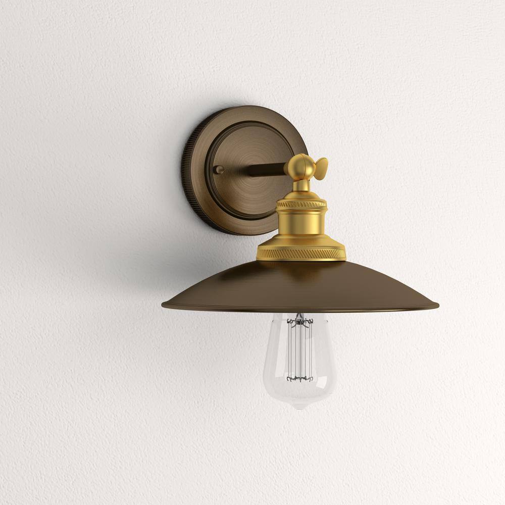 Antique Bronze Adjustable Swivel Wall Sconce with Brass Accents