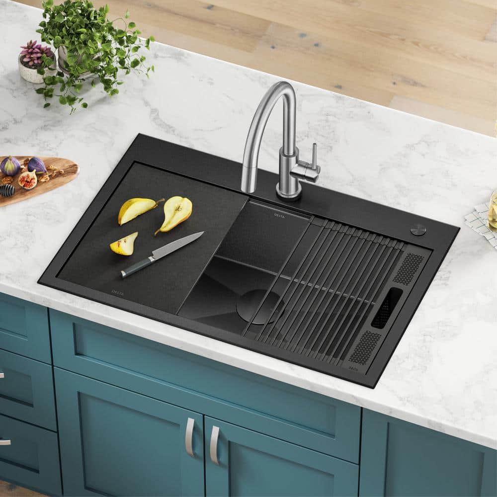 Delta Black Stainless Steel 33" Single Bowl Drop-In Kitchen Sink