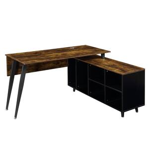 Tribesigns Lantz 53 in. L-Shaped Desk Vintage Brown Wood Corner ...