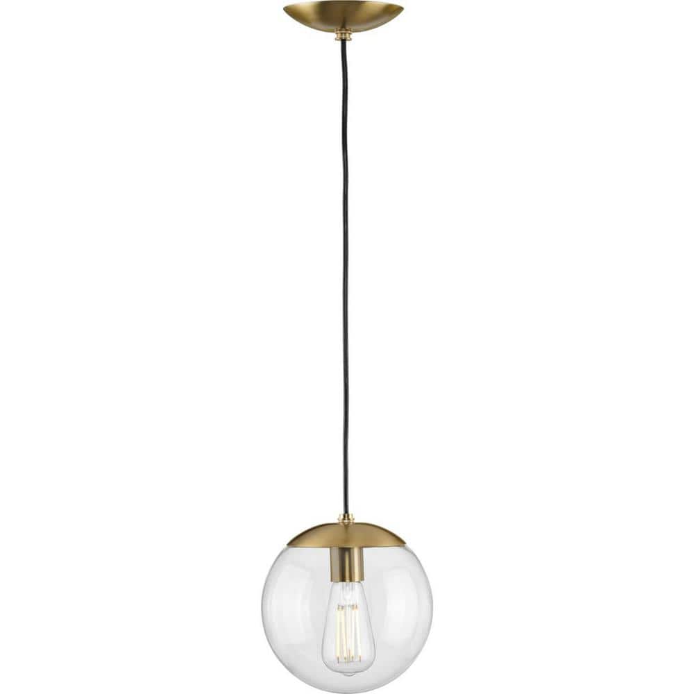 Atwell 8'' Brushed Bronze Clear Glass Globe Modern Pendant Light